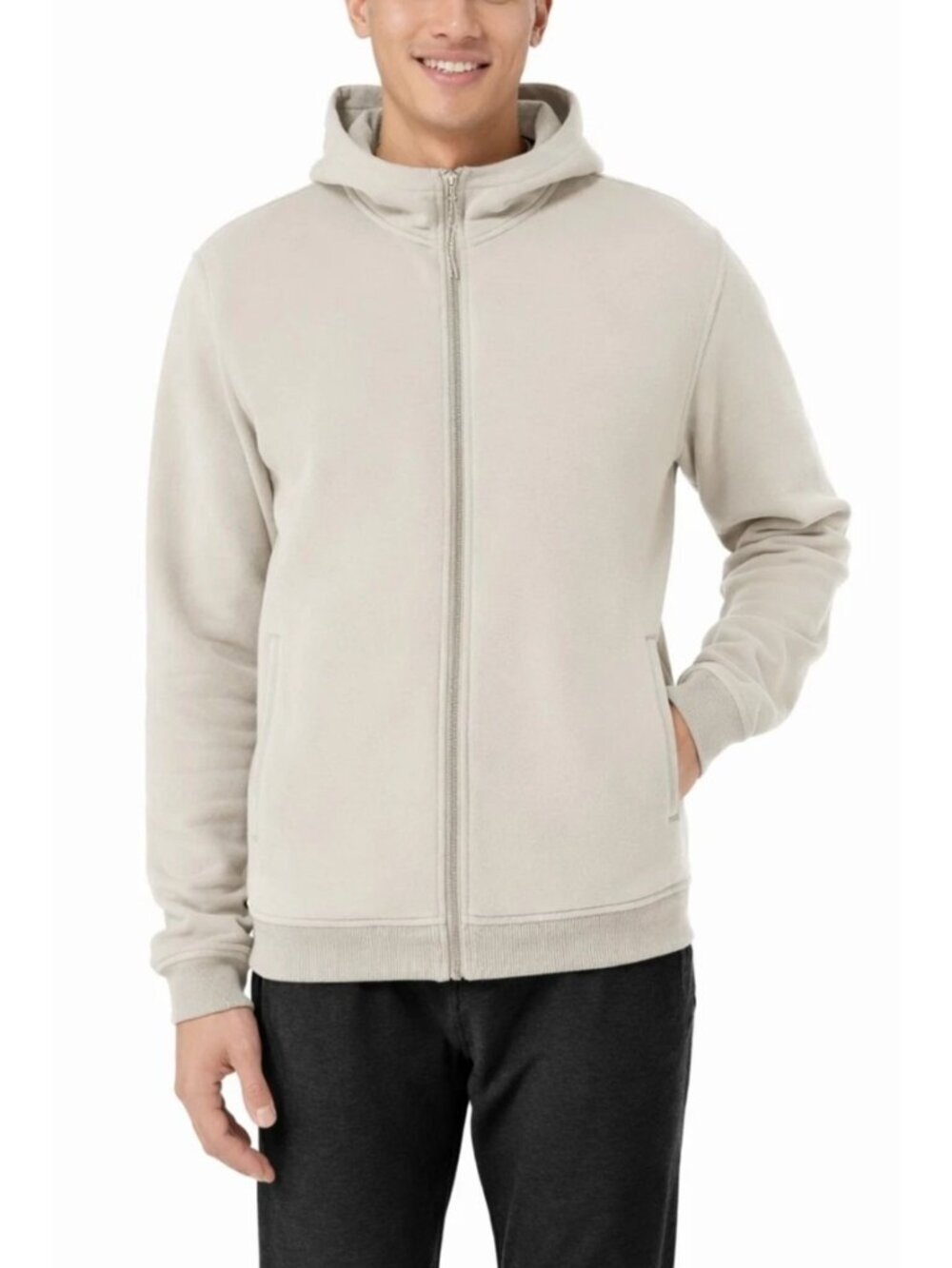 NWT Kirkland Signature Men's XL Beige Full Zip Fleece Hoodie